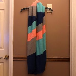 BCBGeneration Knit Scarf  Blue Surf multi color block blue orange navy NWT